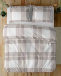 Pościel satynowa 220x200 5230 B biała beżowa kratka Home Satin 59