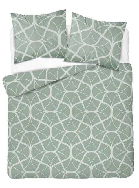 Pościel satynowa 220x200 5232 A seledynowa ciemna kremowa geometria Home Satin 59