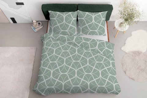 Pościel satynowa 220x200 5232 A seledynowa ciemna kremowa geometria Home Satin 59