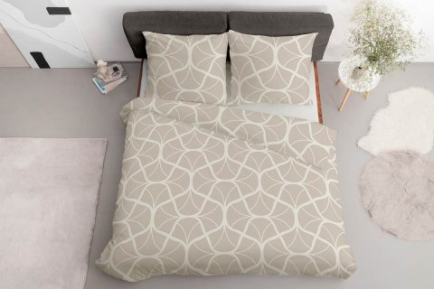 Pościel satynowa 220x200 5232 B beżowa kremowa geometria Home Satin 59