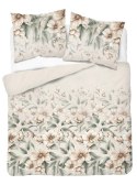 Pościel satynowa 220x200 5234 A kremowa zielona bezowa jasna kwiaty liście Home Satin 59