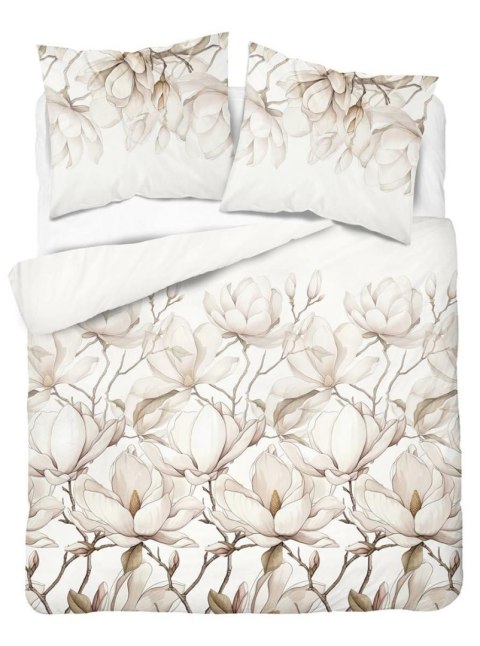 Pościel satynowa 220x200 5235 A biała kremowa beżowa jasna kwiaty Home Satin 59