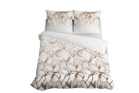 Pościel satynowa 220x200 5235 A biała kremowa beżowa jasna kwiaty Home Satin 59