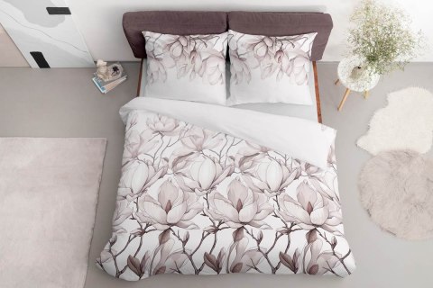Pościel satynowa 220x200 5235 B różowa pudrowa biała kwiaty Home Satin 59