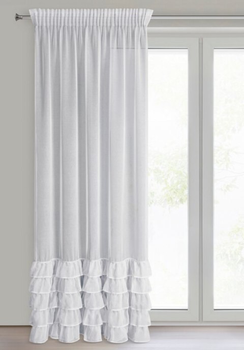 Firana 140x270 Carli biała z falbanami gotowa na taśmie Eurofirany