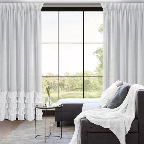 Firana 140x270 Carli biała z falbanami gotowa na taśmie Eurofirany