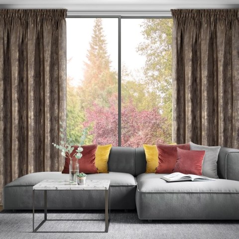 Zasłona 140x270 Estel kawowa welurowa gotowa na taśmie Eurofirany