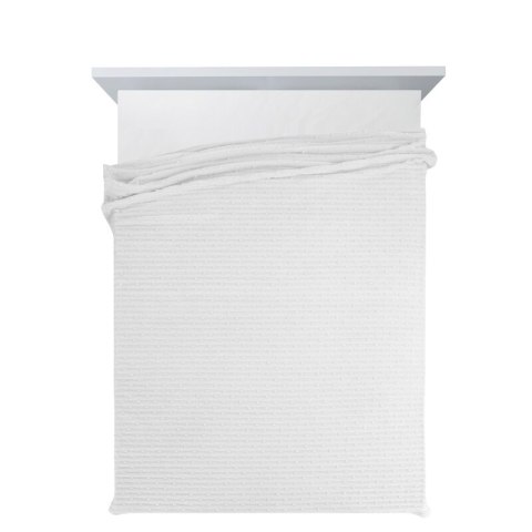 Koc narzuta z mikrofibry 130x170 biały miękki Lisa z wytłaczanym wzorem pasów D91