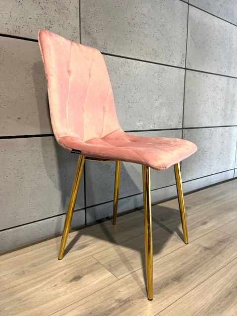 Krzesło tapicerowane BORGO VELVET PINK GOLD II GATUNEK