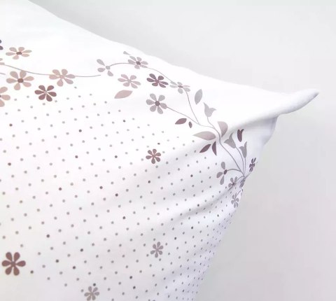 Pościel bawełniana 160x200 French beżowa biała kwiatuszki Bielbaw Premium