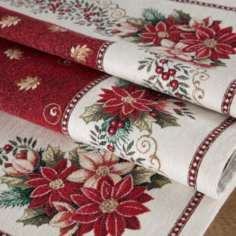 Poszewka świąteczna 45x45 naturalna kremowa czerwona gobelinowa Eurofirany