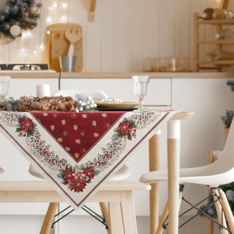 Poszewka świąteczna 45x45 naturalna kremowa czerwona gobelinowa Eurofirany