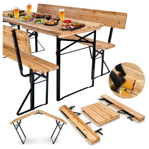 Zestaw ogrodowy stalowo-drewniany PORTER 170 cm stół+ 2 ławki