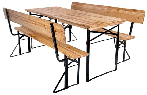 Zestaw ogrodowy stalowo-drewniany PORTER 170 cm stół+ 2 ławki