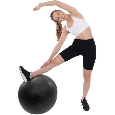 PIŁKA DO ĆWICZEŃ FITNESS 55CM ANTIBURST CZARNA XQMAX