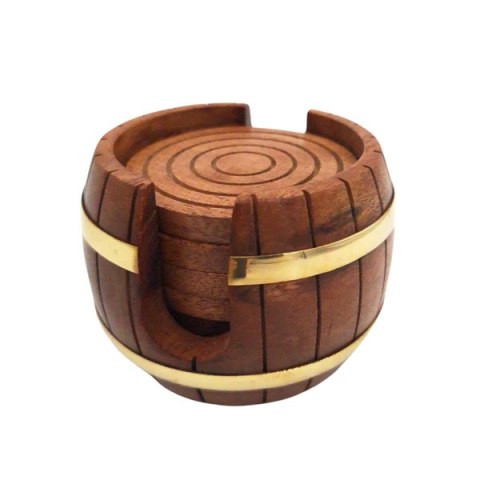 Drewniane Podstawki pod kubki - Zestaw Beczka