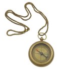 Kompas mosiężny z łańcuszkiem w skórzanym etui - Com-0470A
