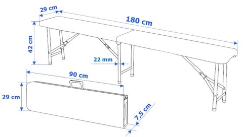 Ławka cateringowa składana w walizkę 180 cm RATTAN czarna
