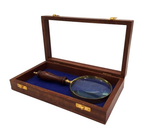 Lupa w oprawie mosiężnej w pudełku drewnianym MAG-0502ZS