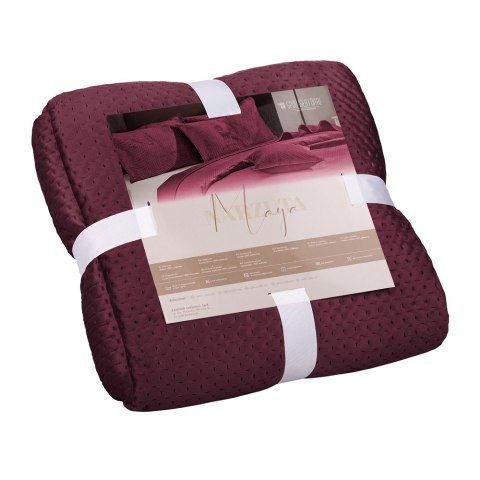 Narzuta welurowa 160x220 Maya bordowa geometryczna krzyżyki I24