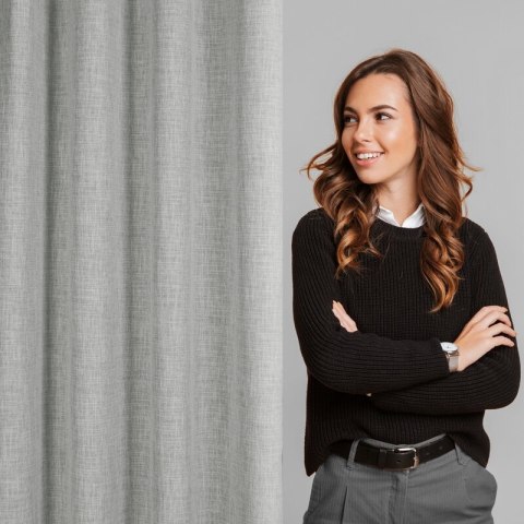 Zasłona 140x250 Roma szara w stylu eko gotowa na przelotkach Eurofirany