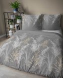 Pościel satynowa 140x200 5224 B szara ciemna biała beżowa liście łodygi z jedną poszewką Home Satin 59