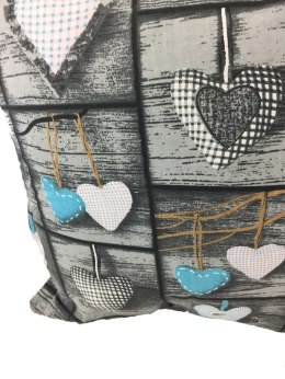 Poszewka z kory 40x40 granatowa wielokolorowa serca kratka 563N 1113E Bielawa KARO