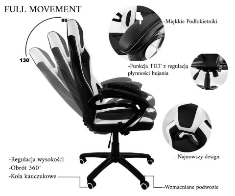 Fotel obrotowy do biurka REVENTON RED PU SPC OUTLET