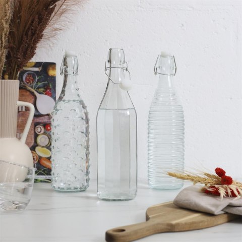 Butelka szklana 1L paski