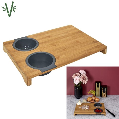 Deska do krojenia z miską i sitkiem