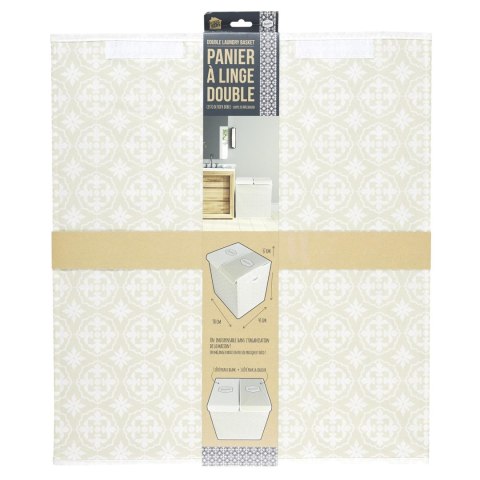 Kosz na pranie podwójny 50x41x57 szary tkanina