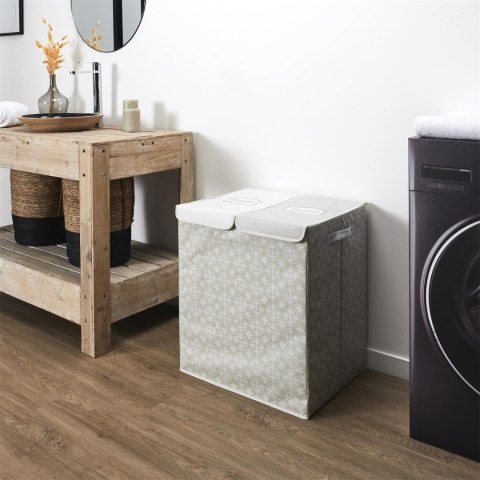 Kosz na pranie podwójny 50x41x57 szary tkanina