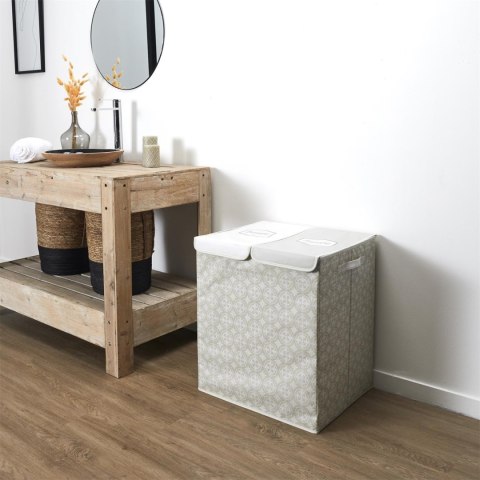 Kosz na pranie podwójny 50x41x57 szary tkanina