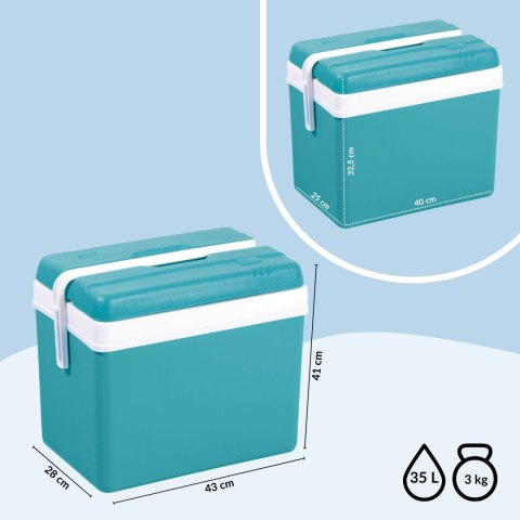 Lodówka turystyczna 35L KAMAI EDA na wkłady mrożące, niebieska z białą rączką