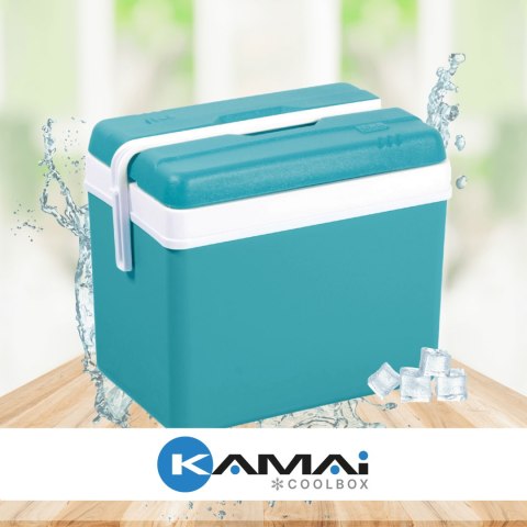 Lodówka turystyczna 35L KAMAI EDA na wkłady mrożące, niebieska z białą rączką