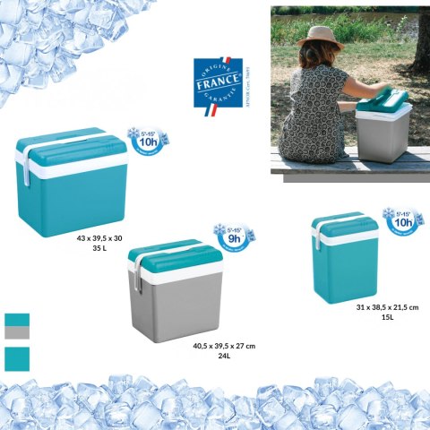 Lodówka turystyczna 35L KAMAI EDA na wkłady mrożące, niebieska z białą rączką