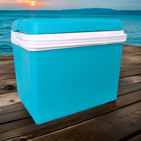 Lodówka turystyczna 35L KAMAI EDA na wkłady mrożące, niebieska z białą rączką