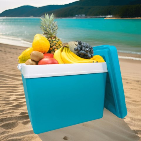 Lodówka turystyczna 35L KAMAI EDA na wkłady mrożące, niebieska z białą rączką
