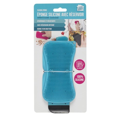 Skrobak z gąbką silikonowy niebieski