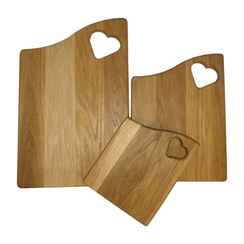 Deska dębowa do krojenia komplet 3 szt z podstawką