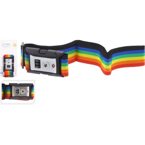 UNIWERSALNY PAS ZABEZPIECZAJĄCY DO WALIZKI SPINAJĄCY 180x5CM NA SZYFR PROWORLD - MULTIKOLOR