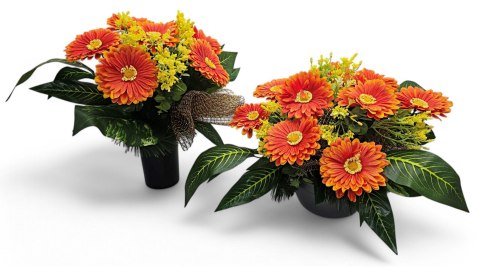 WIOSENNY STROIK NA CMENTARZ KWIATY GERBERY NA GRÓB POMNIK Z OBCIĄŻENIEM