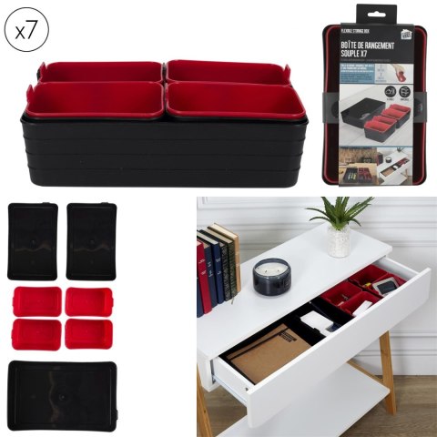 Zestaw 7 organizerów czarne/czerwone