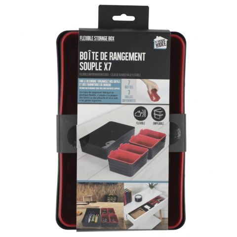 Zestaw 7 organizerów czarne/czerwone