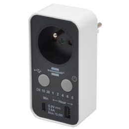 Elektroniczny sterownik czasowy USB i USB C IP20 Brennenstuhl 1506181