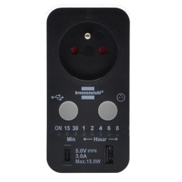 Elektroniczny sterownik czasowy USB i USB C IP20 Brennenstuhl 1506181
