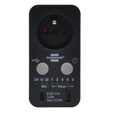 Elektroniczny sterownik czasowy USB i USB C IP20 Brennenstuhl 1506181