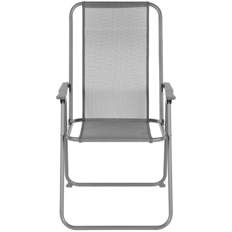 ZESTAW MEBLI OGRODOWYCH OKRĄGŁY STÓŁ 4 KRZESŁA I PARASOL CIEMNY SZARY