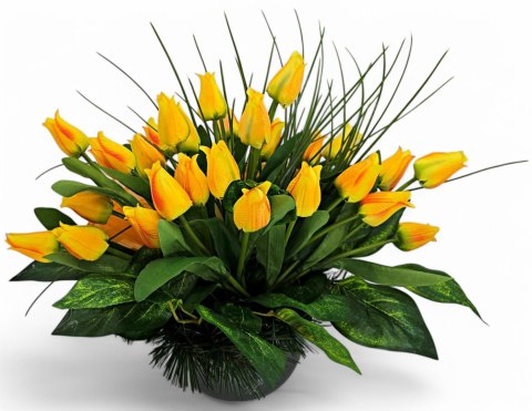 STROIK NA CMENTARZ KWIATY TULIPANY NA GRÓB POMNIK WZÓR WIOSENNY