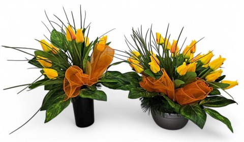 STROIK NA CMENTARZ KWIATY TULIPANY NA GRÓB POMNIK WZÓR WIOSENNY